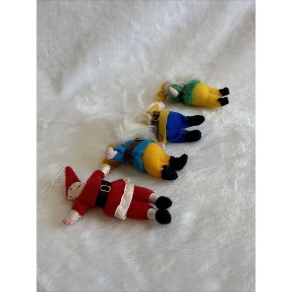 Vintage Lot Of 4 Winter Characters Santa & 3 Winter Woodsmen Small Cloth - Picture 12 of 12